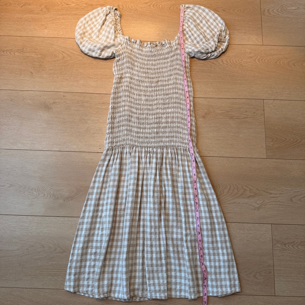 Rachel Pally white & Cream Gingham gauzy cottagecore Smocked Midi Dress small - Picture 7 of 13